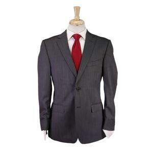 Z Zegna Black Gray Woven Wool City Fit Slim Suit 38S